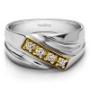 0.24 Ct. Sapphire Four Birthstone Prong Set Diagonal Men's Wedding Ring in White Gold