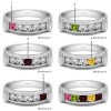 0.49 Ct. Five Birthstone Channel Set Men's Band With Raised Edges in White Gold