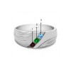 0.3 Ct. Three Birthstone Channel Set Ribbed Men's Wedding Band in White Gold