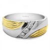 0.3 Ct. Three Birthstone Channel Set Ribbed Men's Wedding Band in White Gold