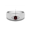 0.25 Ct. Birthstone Burnished Solitaire Men's Wedding Ring with Ribbed Shank in White Gold