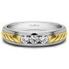 0.5 Ct. Three Birthstone Men's Wedding Ring with Ribbed Shank in White Gold
