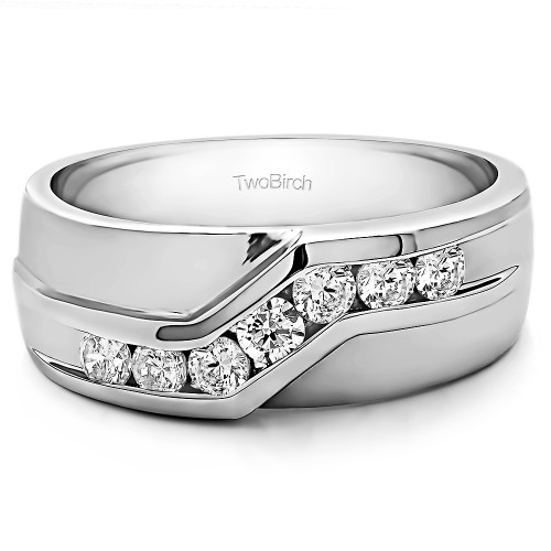 0.13 Ct. Twisted Channel Set Men's Wedding Band