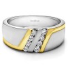 0.5 Ct. Birthstone Double Row Twisted Channel Set Men's Wedding Band in White Gold