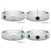 0.48 Ct. Birthstone Burnished Three Stone Men's Wedding Ring with Ribbed Shank in White Gold