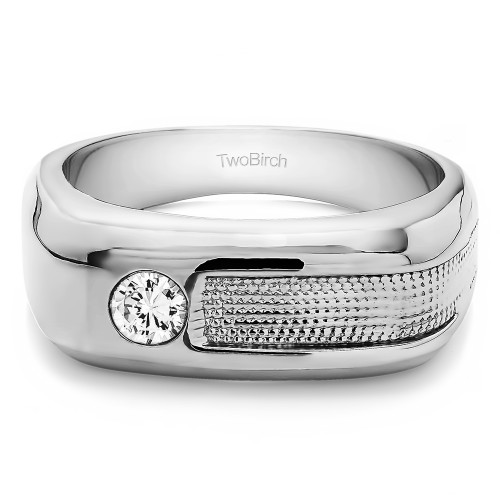 0.24 Ct. Burnished Solitaire Flat Top Men's Ring