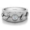 0.3 Ct. Bezel Solitaire Men's Wedding Band with Raised Design