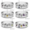 0.15 Ct. Scattered Birthstone Burnished Men's Wedding Ring in White Gold