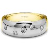 0.15 Ct. Scattered Birthstone Burnished Men's Wedding Ring in White Gold