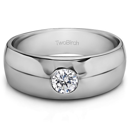 0.25 Ct. High Polish Solitaire Men's Ring With One Round Stone