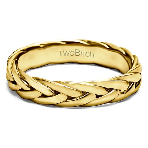 Braided Men's Wedding Ring in Yellow Gold