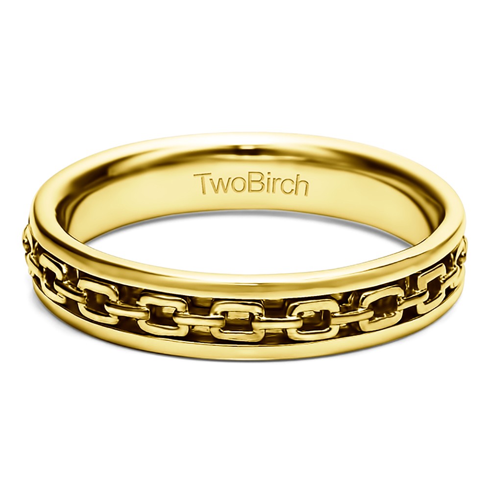 Chain-link Unique Men's Fashion Wedding Ring in Yellow Gold
