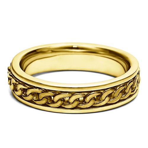 Braided Unique Men's Fashion Wedding Band in Yellow Gold