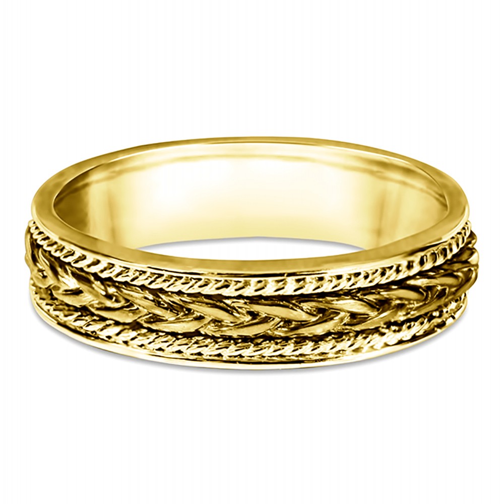 Embellished Celtic Infinity Braided Wedding Band in Yellow Gold