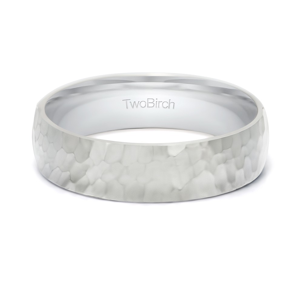 5.5 Millimeter Wide Hammered Finish Plain Men's Wedding Ring