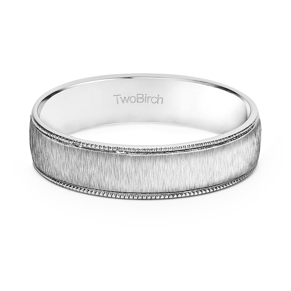 5 Millimeter Wide Brushed Plain Men's Wedding Ring With Millgraining