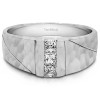 0.33 Ct. Three Stone Princess Cut Channel Men's Ring with Hammered Finish