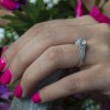 1 Ct. Round Vintage Three Stone Engagement Ring with Engraved Shank