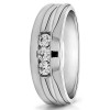 0.3 Ct. Three Stone Channel Set Men's Ring with Ribbed Shank