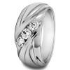 0.15 Ct. Three Stone Channel Set Ribbed Men's Wedding Ring