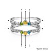 Genuine Birthstone Crown Inspired Half Halo Wedding Ring Guard Enhancer (0.56 Carat)