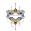 Genuine Birthstone Chevron Style Ring Guard with Millgrained Edges and Filigree Cut Out Design (0.74 Carat)