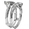 Genuine Birthstone Chevron Style Ring Guard with Millgrained Edges and Filigree Cut Out Design (0.74 Carat)