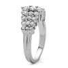 0.49 Carat Domed Three Row Shared Prong Anniversary Ring