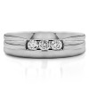 0.3 Ct. Three Stone Channel Set Men's Ring with Ribbed Shank