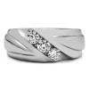 0.15 Ct. Three Stone Channel Set Ribbed Men's Wedding Ring