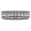 0.25 Ct. Five Stone Prong set Men's Ring with Millgrained Detailing
