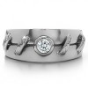 0.3 Ct. Bezel Solitaire Men's Wedding Band with Raised Design