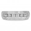 0.23 Ct. Open End Channel Set Men's Wedding Band with Hammered Finish