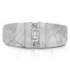0.33 Ct. Three Stone Princess Cut Channel Men's Ring with Hammered Finish