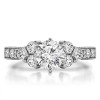 1 Carat Round Three Stone Cluster Engagement Ring with Filigree