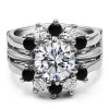 0.2 Ct. Black and White Stone Round Sunburst Halo Ring Guard