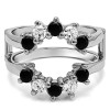 0.2 Ct. Black and White Stone Round Sunburst Halo Ring Guard