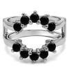 0.2 Ct. Black Stone Round Sunburst Halo Ring Guard