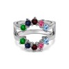Genuine Birthstone Sunburst Style Ring Guard with Gorgeous Round Stones(0.5 Carat)