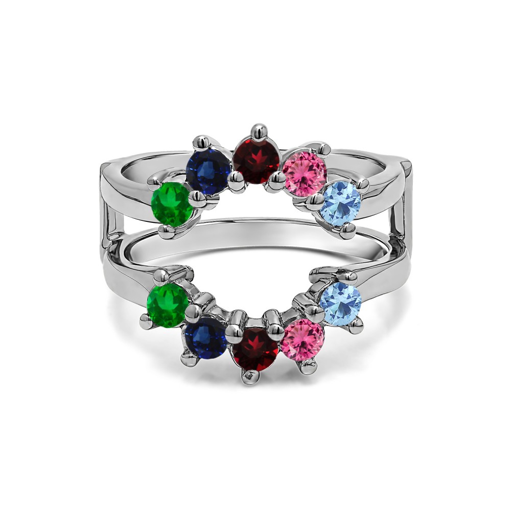 Genuine Birthstone Sunburst Style Ring Guard with Gorgeous Round Stones(0.5 Carat)