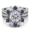 0.2 Ct. Sapphire and Diamond Round Sunburst Halo Ring Guard