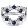 0.2 Ct. Sapphire and Diamond Round Sunburst Halo Ring Guard