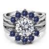 0.2 Ct. Sapphire Round Sunburst Halo Ring Guard