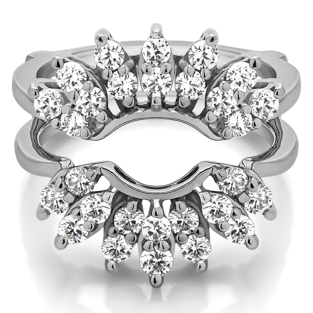 0.98 Ct. Double Row Halo Sunburst Ring Guard