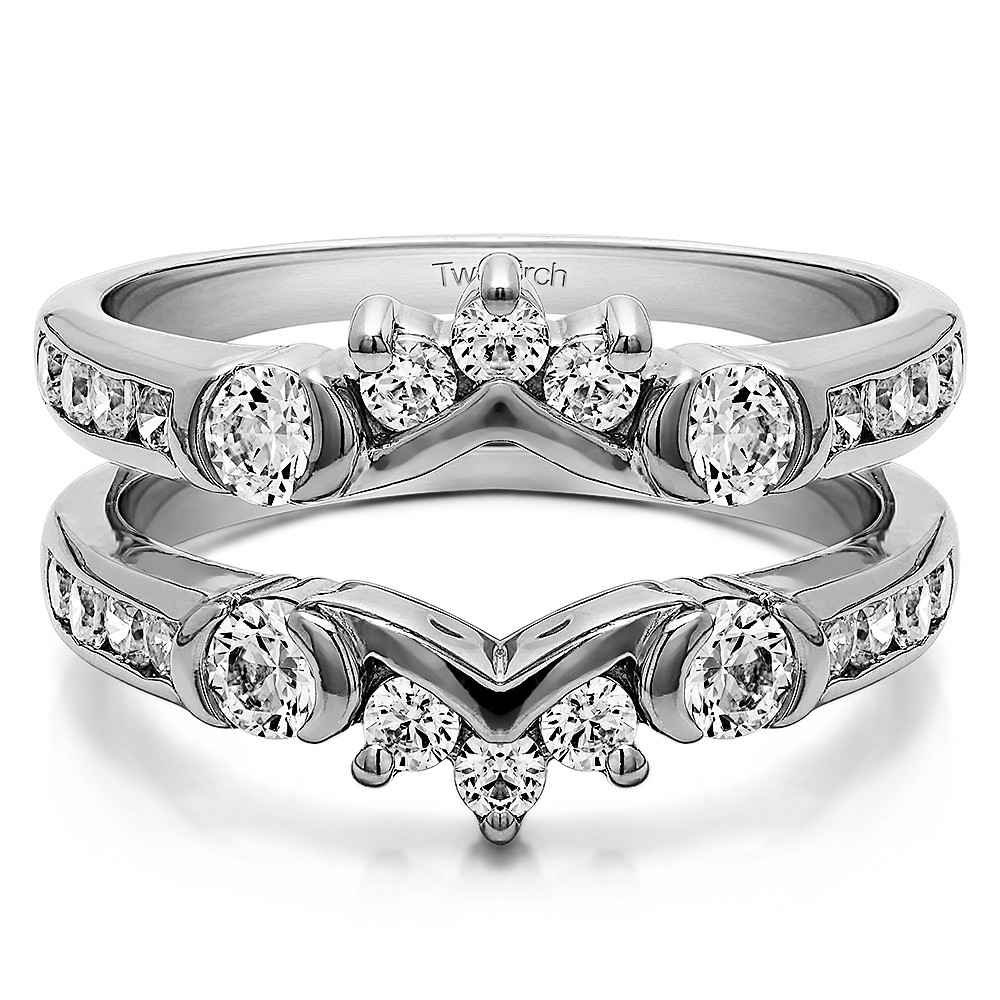 1.01 Ct. Half Halo Prong and Channel Set Ring Guard