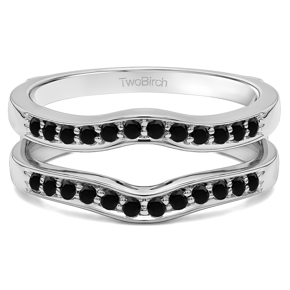 0.14 Ct. Black Stone Contour Prong In Channel Set Enhancer Ring Guard