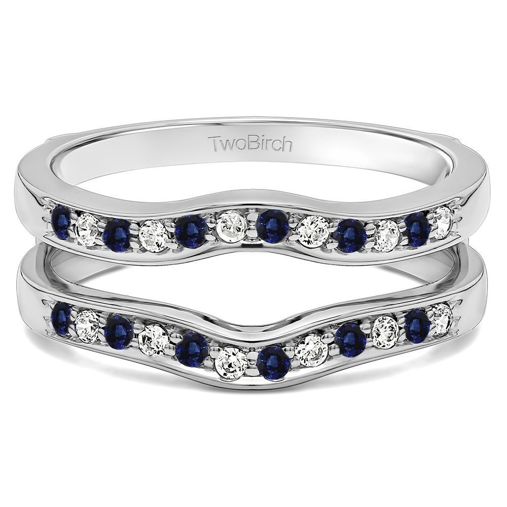 0.14 Ct. Sapphire and Diamond Contour Prong In Channel Set Enhancer Ring Guard