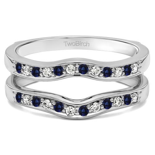 0.14 Ct. Sapphire and Diamond Contour Prong In Channel Set Enhancer Ring Guard