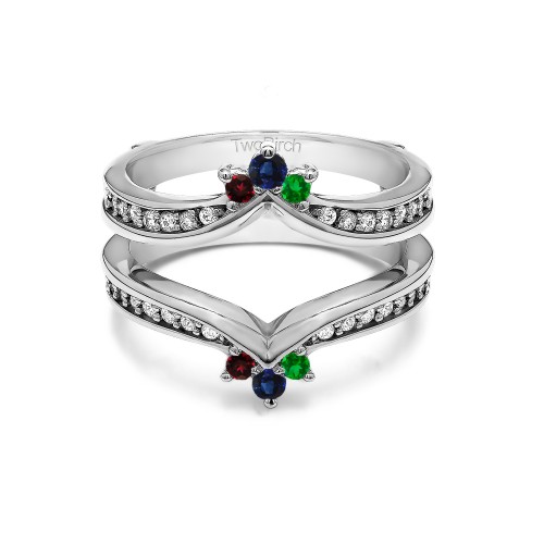 Genuine Birthstone Crown Inspired Contour Ring Guard(0.38 Carat)
