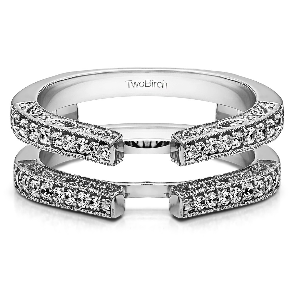 0.29 Ct. Cathedral Ring Guard with Millgrained Edges and Filigree Design